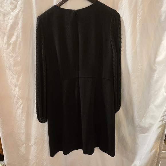 Ann Taylor Black Semi Sheer Long Sleeve Petite Dress Sz 14P - Picture 6 of 6